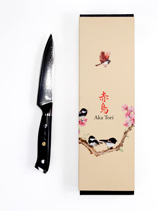 Exclusive Aka Tori Osaka Pro 5" Damascus Steel Utility Knife – Business Gift with Custom Engraving Option