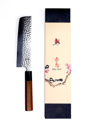 Exclusive Aka Tori Tokyo Hammer 7" Nakiri Knife – Damascus Steel Business Gift with Custom Engraving Option
