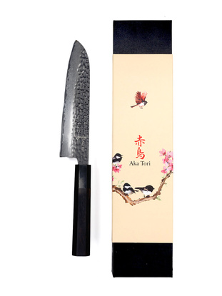 Exclusive Aka Tori Tokyo Black 7" Santoku Knife – Damascus Steel Business Gift with Custom Engraving Option