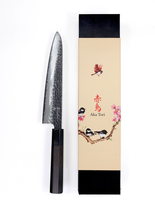 Exclusive Aka Tori Tokyo Black 8" Chef's Knife – Damascus Steel Business Gift with Custom Engraving Option