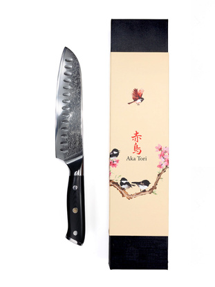 Exclusive Aka Tori Osaka Pro 7" Santoku Knife – Damascus Steel Business Gift with Custom Engraving Option