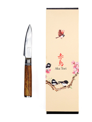 Exclusive Aka Tori Kyoto Olive 3.5" Damascus Steel Paring Knife – Business Gift with Custom Engraving Option