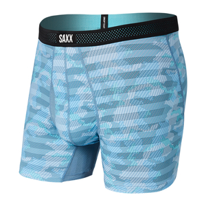 Men's cooling / sport boxer briefs with fly SAXX HOT SHOT Boxer Brief Fly Ice Shelf - blue.
