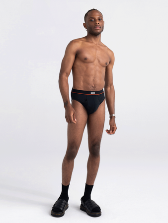Men's comfortable SAXX NON-STOP STRETCH underwear with a fly - black.