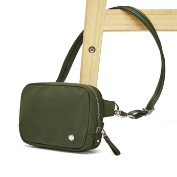 Kleine 2-in-1-Handtasche für Damen mit Diebstahlschutz Pacsafe W – olivgrün