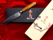 Exklusives Aka Tori Kyoto Olive 5" Allzweckmesser aus Damaszener Stahl – Business-Geschenk mit Gravuroption