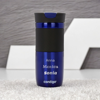 Thermal mug Contigo Byron 470ml with custom inscription - engraved - Deep Blue