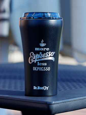 Dr.Bacty Apollo 2.0 thermischer Kaffeebecher - Espresso depresso- 360 ml - Schwarz Matt