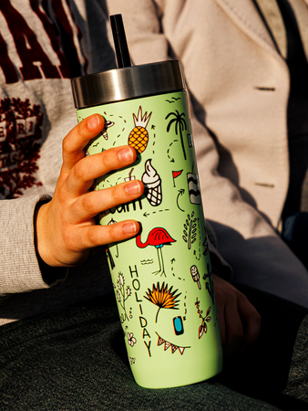 Thermal mug with straw Contigo Luxe Tumbler 720 ml - Summer  - Cucumber