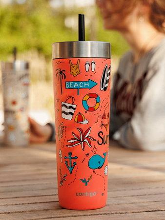 Thermobecher mit strohhalm Contigo Luxe Tumbler 720ml - Summer - Coral
