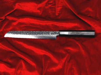 Aka Tori Engraved Damascus Steel 8" Bread Knife - Tokyo Black