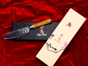 Exclusive Aka Tori Kyoto Olive 5" Damascus Steel Santoku Knife – Business Gift with Custom Engraving Option