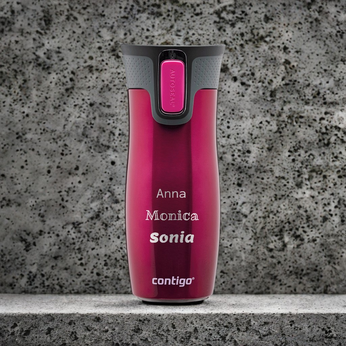 Thermal mug Contigo West Loop 2.0 with custom inscription - engraved - Raspberry