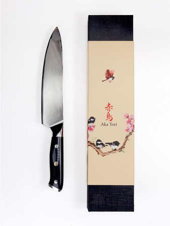 Exklusives Aka Tori Osaka Pro 8" Kochmesser aus Damaszener Stahl – Business-Geschenk mit Gravuroption