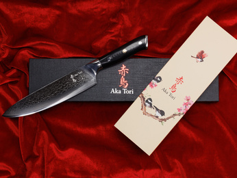 Exklusives Aka Tori Osaka Pro 8" Kochmesser aus Damaszener Stahl – Business-Geschenk mit Gravuroption
