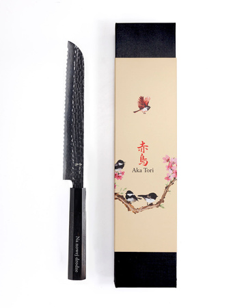 Aka Tori Damaszener-Brotmesser 8" mit Gravur - Tokyo Black