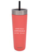 Thermal mug with straw Luxe Tumbler 720 ml with engraving - Coral