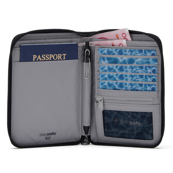 Pacsafe men's large RFID wallet - jet black - display