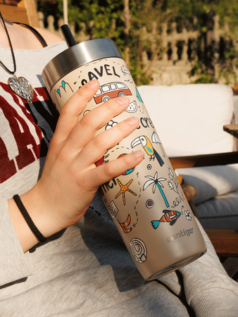 Thermobecher mit strohhalm Contigo Luxe Tumbler 720ml - Summer - Brown Sugar