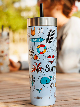 Thermobecher mit strohhalm Contigo Luxe Tumbler 720ml - Summer - Periwinkle