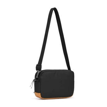 Small black Pacsafe Go urban anti-theft bag.