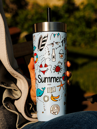 Thermobecher mit strohhalm Contigo Luxe Tumbler 720ml - Summer - Periwinkle