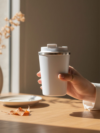 Dr. Bacty Eco Thermobecher Terra – Arktisches Weiß