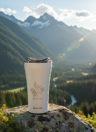 Thermobecher für Kaffee Dr.Bacty Apollo 2.0 360 ml "Rdest żyworodny" – Weiß