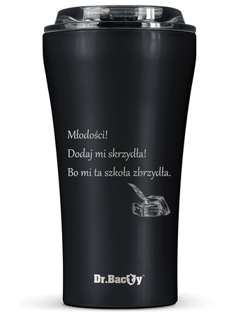 Dr.Bacty Apollo 2.0 thermischer Kaffeebecher - Ode an die Jugend - 360 ml - Schwarz Matt