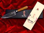 Exclusive Aka Tori Kyoto Olive 6" Damascus Steel Chef's Knife – Business Gift with Custom Engraving Option
