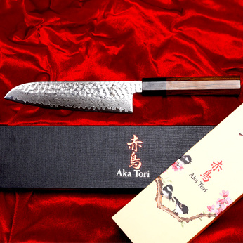 Exclusive Aka Tori Tokyo Hammer 7" Santoku Knife – Damascus Steel Business Gift with Custom Engraving Option