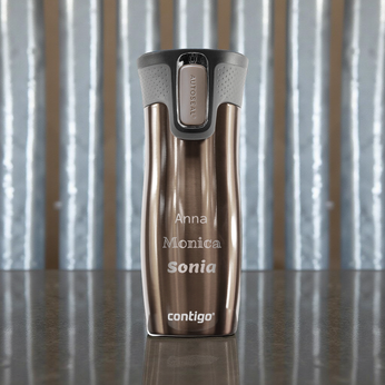 Thermal mug Contigo West Loop 2.0 with custom inscription-engraved - Latte