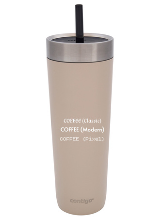 Thermal mug with straw Luxe Tumbler 720 ml with engraving - Brown Sugar